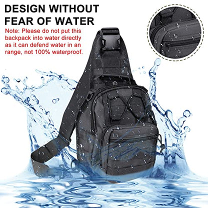 Qcute Tactical Backpack, Waterproof Military Cross-body Molle Sling Shoulder Backpack Chest Bag for Outdoor Every Day Carry - color: Black