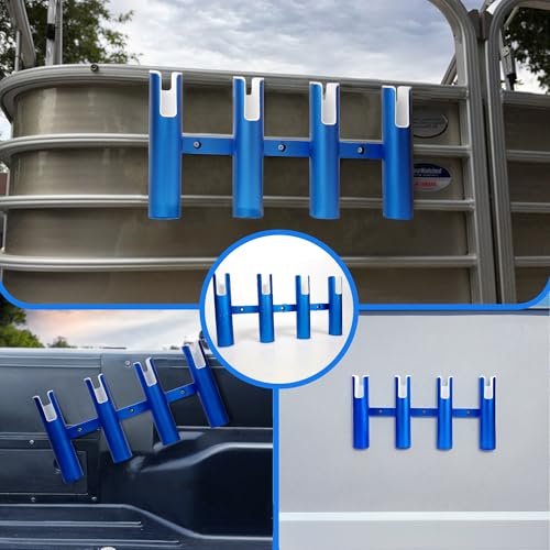 Aluminium Fishing Rod Holders for Boat, Wall-Mounted Fishing Pole Roof Rod Rack,Surf Fishing Rod Holder for Truck, Boats & Yacht - color: 4 Tubes Blue