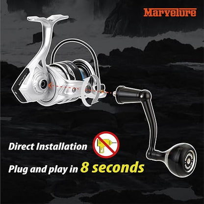 Foldable Power Handle for Penn Pursuit III IV, Battle III IV DX, Conflict I Spinning Fishing Reel Replacement Handle - size: For Battle III IV DX 2500-4000 Thread