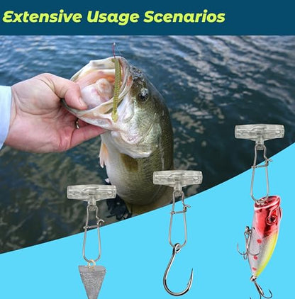 Sinker Slides Stainless Steel Fish Line Clips with Dou Lock Snaps, Suitable for Varieties of Fishing Gears, Fish Lures Sinkers Floats Split Shot Swivel Hook Fishing Tackle Catfish Rig