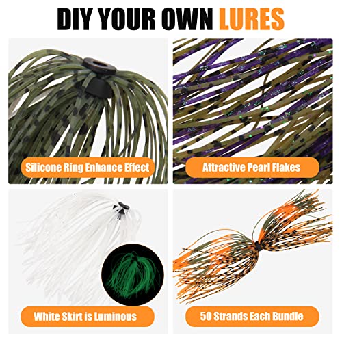 OROOTL Silicone Jig Skirts Spinnerbait Skirt Replacement Bass Fishing Lures for DIY Spinner Baits Buzzbaits Squid Jig Accessories - color: A-Skirts-6pcs