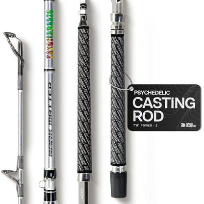 Dark Matter Psychedelic Casting Fishing Rods Medium Heavy Power X - High-Modulus M3 Carbon Nano Baitcaster Rod Saltwater and Freshwater Fishing Rods, 7ft Medium Heavy Baitcasting Rod - color: Silver, size: 7'0" Power - Z