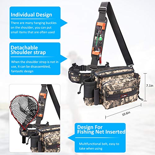 YVLEEN Sling Fishing Tackle Bag - Outdoor Tackle Box - Water-Resistant Waist Bag Cross Body Fly Fishing Sling Pack - color: B：Digital Camouflage