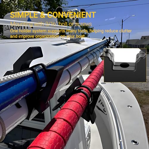 Quick Release Boat Hook Holders with Rubber Spring Strap,Marine Holder from 1''to 2" in Diameter for Boat Hook, Paddle Holder, Boat Net, Oar Mounts, Gaff, Push Pole, Anchor Pole - size: 2 Pcs