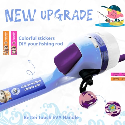 Kids Fishing Pole, Telescopic Fishing Rod, Toddler Collapsible Fishing Rod and Reel Combo with Tackle Box, Fishing Line, Bobber, and Soft Lures for Boy, Girl, Youth, Beginner, Over 4 Years Old - color: Misty Blue & Magic Purple