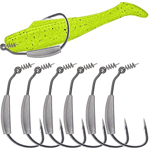 Weighted-Swimbait-Hooks-Jig-Heads-Soft Plastic Worm Fishing Hooks 3/0 4/0 5/0 6 Pack - size: Size 3/0,1/8oz 3.5g, 6-pack