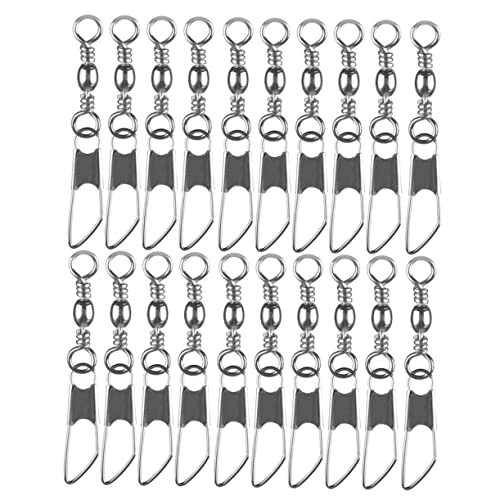 30pcs Rolling Resistance Swivel Fishing Hook Line Connector Fishing Rolling swivels Fishing Swivel Connector connectix Fishing Rolling Connector Stainless Steel to Rotate Ring - size: 10#