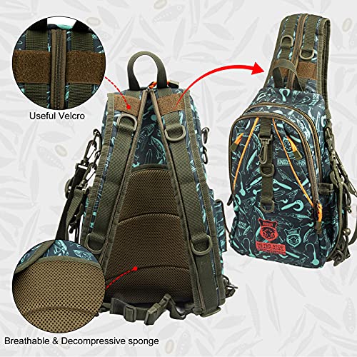 KINGDOM Fishing Tackle Storage Bag With Fishing lure Box, Water-Resistant Fishing Backpack with Rod Holder, Fishing Gear Bag - color: Blue