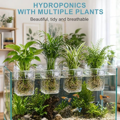 12 Pack Clear Aquarium Plant Holder Top Hanging for Fish Tank, Aquariums Planter Basket Pots for Aquatic Plants