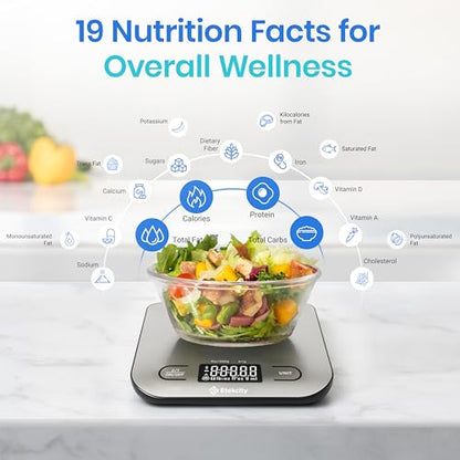 Etekcity Food Nutrition Kitchen Scale, Digital Grams and Ounces for Weight Loss, Baking, Cooking, Keto and Meal Prep, Large, 304 Stainless Steel - color: Silver