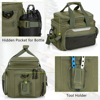 Fishing Tackle Bag - Holds 3400-3600 Size Tackle Boxes -Saltwater & Freshwater Fishing Bags - Padded Shoulder Strap Fishing Bags(Green) (Bag Only) - color: Green, style: Bag Only
