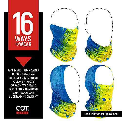 UPF 50+ Fishing Neck Gaiter - UV Face Mask Sun Protection for Men Women | Moisture-Wicking, Quick-Drying, Built-in SPF, UVA/UVB Blocking, Hunting Camo Design, Versatile Headwear - color: Mahi-mahi