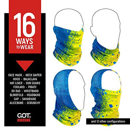 UPF 50+ Fishing Neck Gaiter - UV Face Mask Sun Protection for Men Women | Moisture-Wicking, Quick-Drying, Built-in SPF, UVA/UVB Blocking, Hunting Camo Design, Versatile Headwear - color: Mahi-mahi