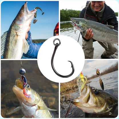 9KM DWLIFE Circle Hooks 4X 25Pcs Strong Corrosion-Resistant High-Carbon Steel Fishing Hooks with Ring for Catfish, Bass Saltwater Circle Hooks - size: 4/0#