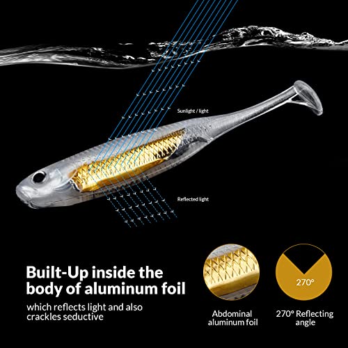 QualyQualy Soft Plastic Swimbait Paddle Tail Shad Lure Soft Bass Shad Bait Minnow Paddle Tail Swim Bait for Bass Trout Walleye Crappie - 2.75in, 3.14in, 3.94in, 5in - color: 13#, size: 3.14in - 6Pcs