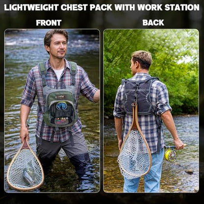 QualyQualy Fly Fishing Combo Starter Kit, 9Ft Fly Rod 4-Piece Graphite Rod with Bag, Accessories, Die Cast Aluminum Pre-Loaded Reel, Chest Pack, Fly Fishng Net & Flies - color: A-5/6-Green Reel (Pack &Net)