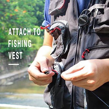 Booms Fishing FC2 Fishing Knot Tying Tool, Fly Fishing Line Cutter, Fishing Clippers with Retractor - color: Black, 2pcs