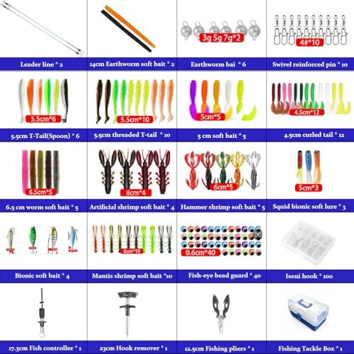 4 Layers Fishing Tackle Box with 547Pcs Fishing Lures Kit | Small Tool Set Included, Gripper, Hook Remover, Accessories, Perfect for Beginners