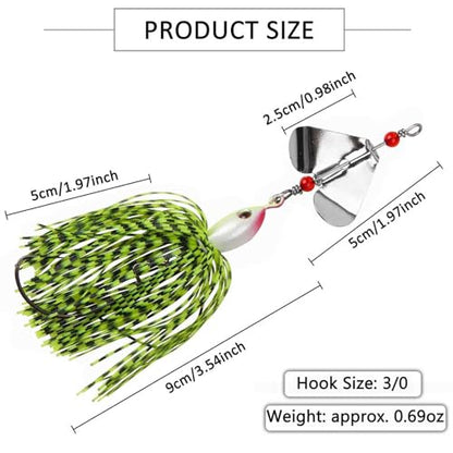 Spinnerbait Fishing Lures Kit, 6pcs Bass Fishing Buzzbait Lures Hard Metal Spinner Baits Swim Jigs for Bass Trout Salmon Pike Freshwater Saltwater - style: A-6pcs