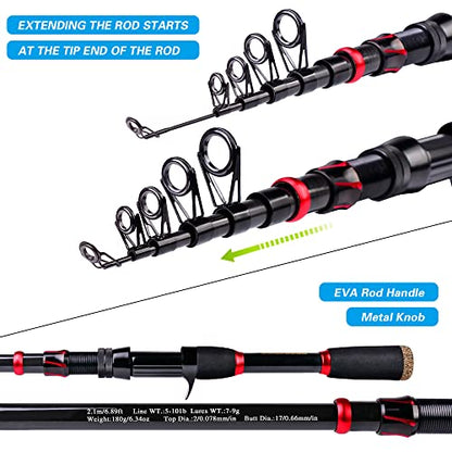 Fishing Rod and Reel Combo, 6.9ft Carbon Fiber Telescopic Fishing Pole with Spinning/Baitcasting Reel Combos, Sea Saltwater Freshwater Ice Bass Fishing Tackle Set Fishing Rods Kit - color: B:Baitcasting Combo 6.9FT+Right Handed Reel