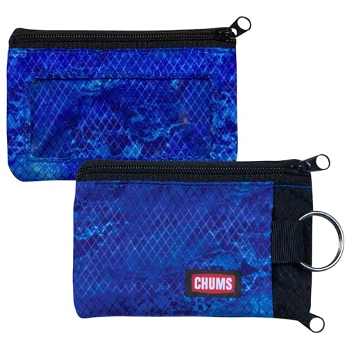 Chums Surfshorts Wallet - Patterns Collection, Lightweight Slim Wallet with RFID Blocking Card & Clear ID Window - Zippered Minimalist Wallet w/Key Ring (RealTree Wave) - color: RealTree Wave