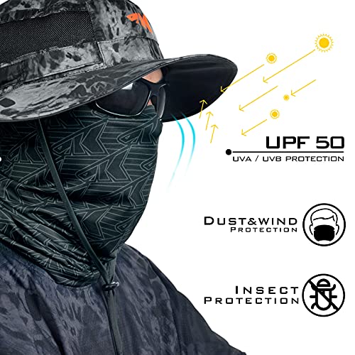 KastKing Sol Armis Neck Gaiter - UPF 50 Face Mask - UV Sun Protection Mask for Men & Women, Fishing, Hiking - color: D: Black Repeating Logo (Size: 19"x9.5")