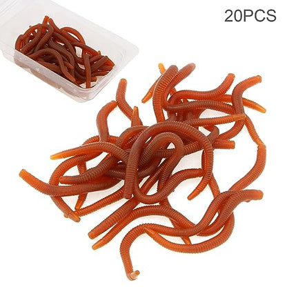 20pcs Worms for Bass Fishing, Soft Plastic Fishing Lures Plastic Worms, Fishing Worms for Bass Fishing Freshwater Saltwater