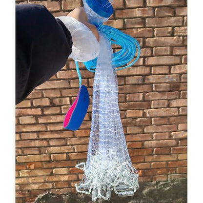 Lawaia Cast Net with Lead Sinkers Fishing Throw Nets Hand Castnet Shrimp Bait Traps 1/2 inch Mesh for Freshwater Saltwater with 3ft/4ft/5ft/ 6ft/ 7ft/ 8ft/ 9ft/ 10ft/ 11ft/ 12ft Radius - size: 4FT Radius