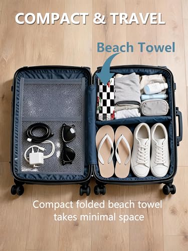 Black and White Checkered Beach Towel - Retro Plaid Cherry Large Sand Free Towel 30x60 Inch for Beach Camping Swim Pool Gym Sports & Yoga, Cherry Themed Gifts for Women - color: Btowels01