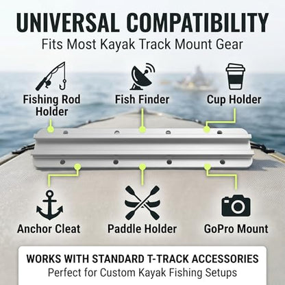 8-Inch Aluminum Kayak Gear Track with Mounting Hardware, 2 Pack