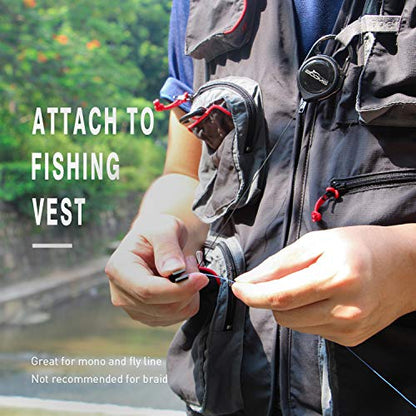 Booms Fishing FC2 Fishing Knot Tying Tool, Fly Fishing Line Cutter, Fishing Clippers with Retractor - color: Black