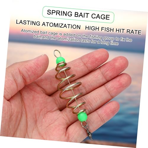 Toddmomy 12Pcs Carp Fishing Bait Cages, Carbon Steel Spring Feeder with Luminous Beads, Bait Holder for Night Freshwater Saltwater Fishing