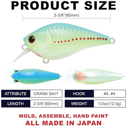 LUCKY CRAFT LC 1.5 Silent Squarebill Crankbait Fishing Lure, 2-3/8", Bass Fishing Lures for Freshwater, Hard Crankbait with Treble Fishing Hooks, Fishing Accessories - color: 406 Blue Bream