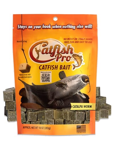 Catfish Pro Catfish Bait - 10oz Bag with 80pcs | Irresistible Scent for Catfish | Mess-Free, Stays On Your Hook When Nothing Else Will | Great for Rod, Reel, Trotline, Jugs & Yoyos Fishing - color: Catalpa Worm
