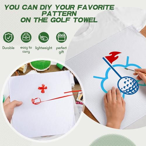 Batiyeer 12 Pcs Golf Towel Bulk for Golf Bags Microfiber Fabric Towel with Clip Waffle Pattern, Fitness, Camping, Hiking, Yoga - color: White