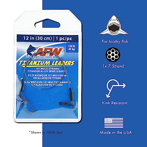 AFW Titanium Surfstrand, Bare 1x7 Fishing Leaders - style: 18 In, 75 Lb / .026 in