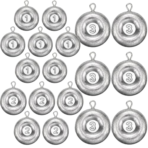 Shimeyao 18 Pieces Disc Sinkers Fishing Weights No Roll Disc Fishing Sinkers Weights for Saltwater Trolling Surf Tackle - size: 1 2 3oz
