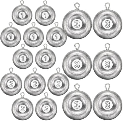 Shimeyao 18 Pieces Disc Sinkers Fishing Weights No Roll Disc Fishing Sinkers Weights for Saltwater Trolling Surf Tackle - size: 1 2 3oz
