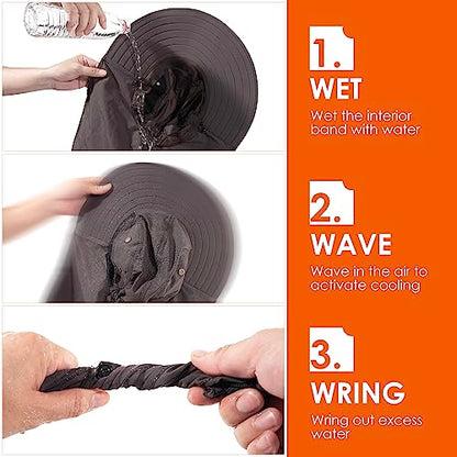 Mens Women Fishing Hat UPF 50+ Wide Brim Sun Hat with Face Cover & Neck Flap - color: Dark Gray