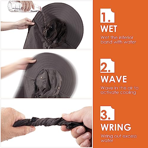 Mens Women Fishing Hat UPF 50+ Wide Brim Sun Hat with Face Cover & Neck Flap - color: Dark Gray