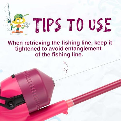 Kids Fishing Pole, Telescopic Fishing Rod, Toddler Collapsible Fishing Rod and Reel Combo with Tackle Box, Fishing Line, Bobber, and Soft Lures for Boy, Girl, Youth, Beginner, Over 4 Years Old - color: pink+pink