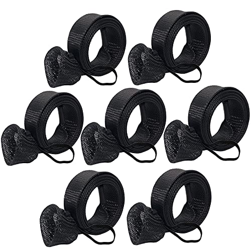 Witwatia Fishing Rod Cover, 7 Pack Fishing Rod Sleeve Socks Pole Glove Protector Cover with Lanyard for Fly, Spinning, Casting, Sea Fishing Rod Accessories Tools(Black)