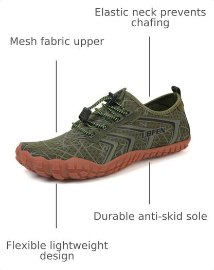 UBFEN Water Shoes for Men Women Quick Dry Swim Aqua Socks | Lightweight Barefoot-style Fit, Rubber Sole, Hiking, Fishing, Kayaking, Beach, Pool, Boating, Diving And Water-to-land Wear - color: Green, size: 16 Women/14 Men