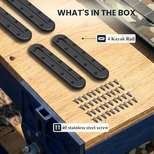 Kayak Track Rail - Low Profile Design for Fishing Rod,Cup Holders and Paddle Holders | High-Strength Nylon & Stainless Steel 304 | Kayak Accessories Mount Track & Rail System for Kayak - style: 9inch,4pcs