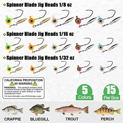 Crappie-Baits- Plastics-Jig-Heads-Kit-Shad-Minnow-Fishing-Lures-for Crappie-Panfish-Bluegill-40 &135 Piece Kit - color: BABY SHAD 135 pc.KIT