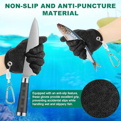 Saycker 2 Pcs Fishing Gloves with Magnet Release, Fisherman Professional Catch Fish Gloves Quickly Drying Fishing Puncture Proof Glove, Anti-Slip Fish Glove for Handling, Catching