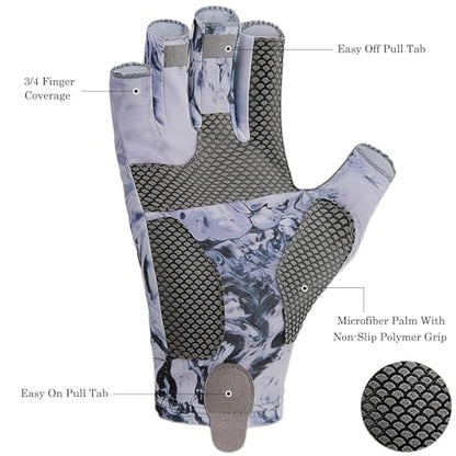 Fishing Gloves UPF50+ Sun Gloves, UV Protection Fingerless Gloves Men Women for Fly Fishing,Sailing,Hiking,Kayaking, Rowing,Paddling,Canoeing,Driving,Hunting,Fisherman Fishing Accessories - size: Large