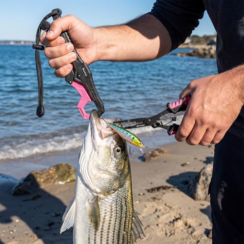 Fishing Tools Kit-Stainless Steel Fishing Pliers, Fish Lip Gripper, Multi-Functional Jaw Anti-Corrosion, Fishmen Must Have Fishing Gear - color: Pink