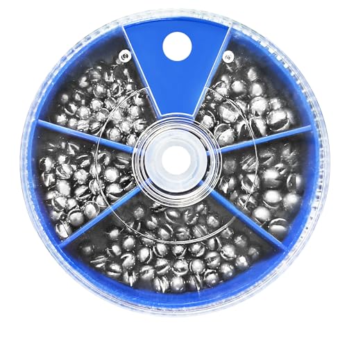 Split Shot Fishing Weights Sinkers, Fishing Split Shot Weights, Removable Split Shot Sinkers for Fishing Line, Round Dispenser Box for Bass Trout Crappie Panfish