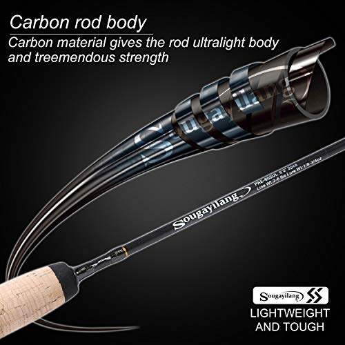 Sougayilang Fishing Rods Graphite Lightweight Ultra Light Trout Rods 2 Pieces Cork Handle Crappie Spinning Fishing Rod - color: Casting6'0''-UL-2pcs